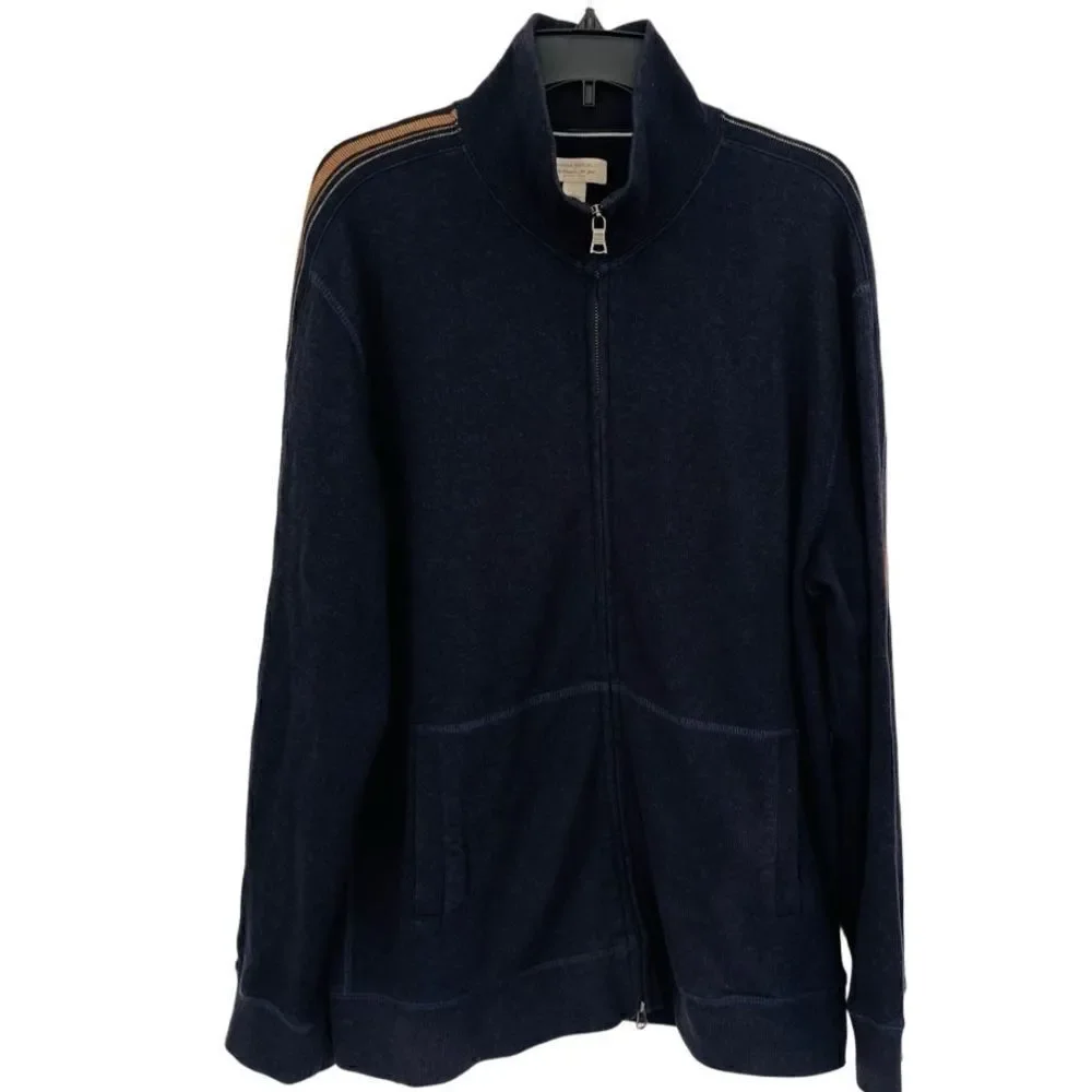 Banana Republic 100% cotton navy blue full zip front sweater size XL.